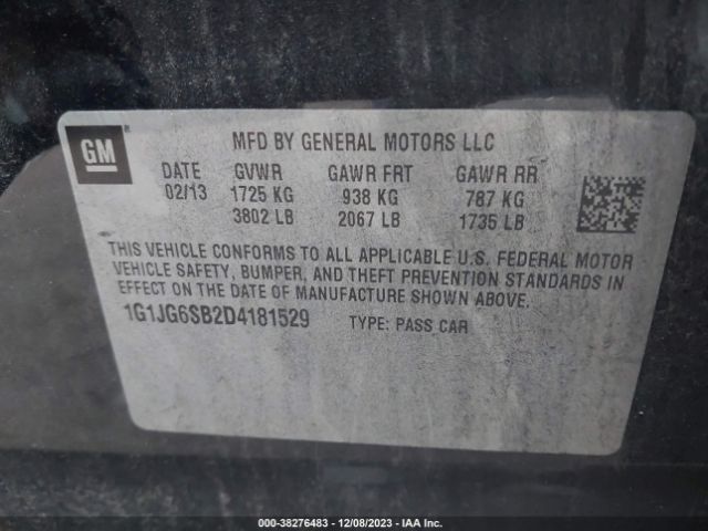 Photo 8 VIN: 1G1JG6SB2D4181529 - CHEVROLET SONIC 