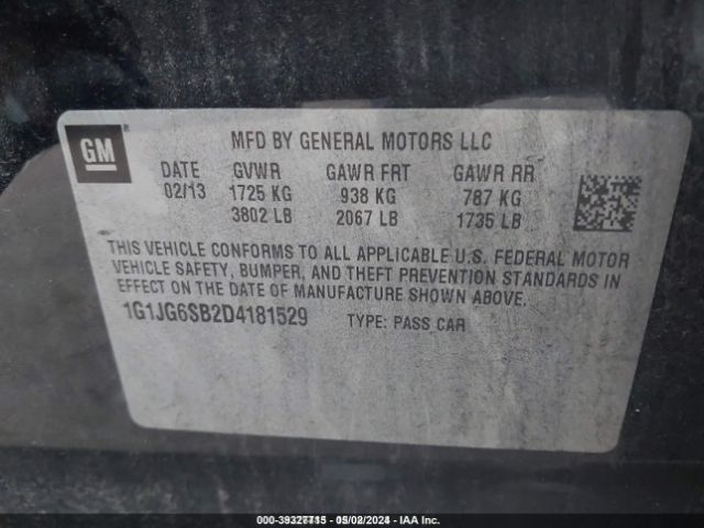 Photo 8 VIN: 1G1JG6SB2D4181529 - CHEVROLET SONIC 