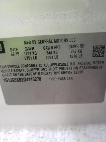 Photo 9 VIN: 1G1JG6SB2G4116278 - CHEVROLET SONIC RS 