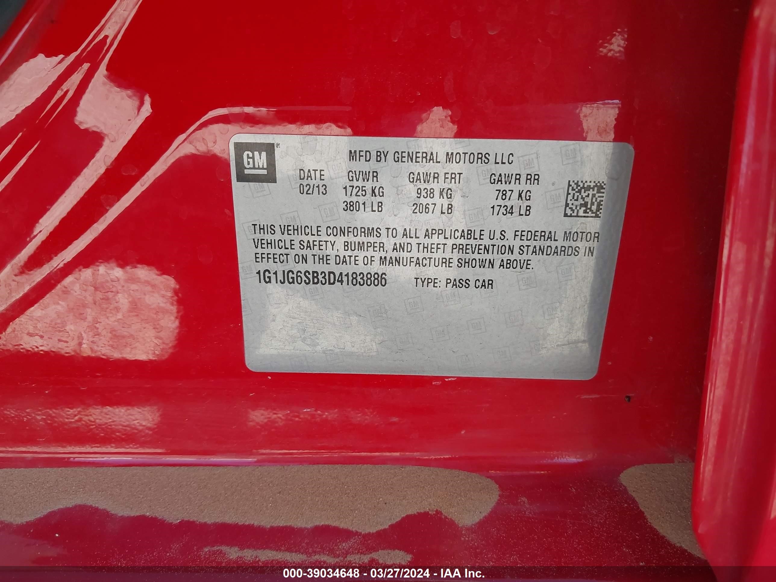 Photo 8 VIN: 1G1JG6SB3D4183886 - CHEVROLET SONIC 