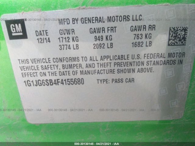 Photo 8 VIN: 1G1JG6SB4F4155680 - CHEVROLET SONIC 