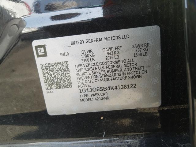 Photo 9 VIN: 1G1JG6SB4K4136122 - CHEVROLET SONIC 