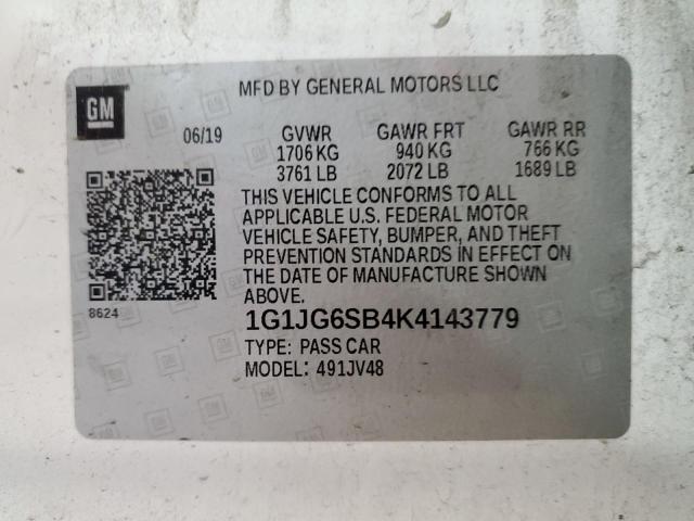 Photo 11 VIN: 1G1JG6SB4K4143779 - CHEVROLET SONIC 