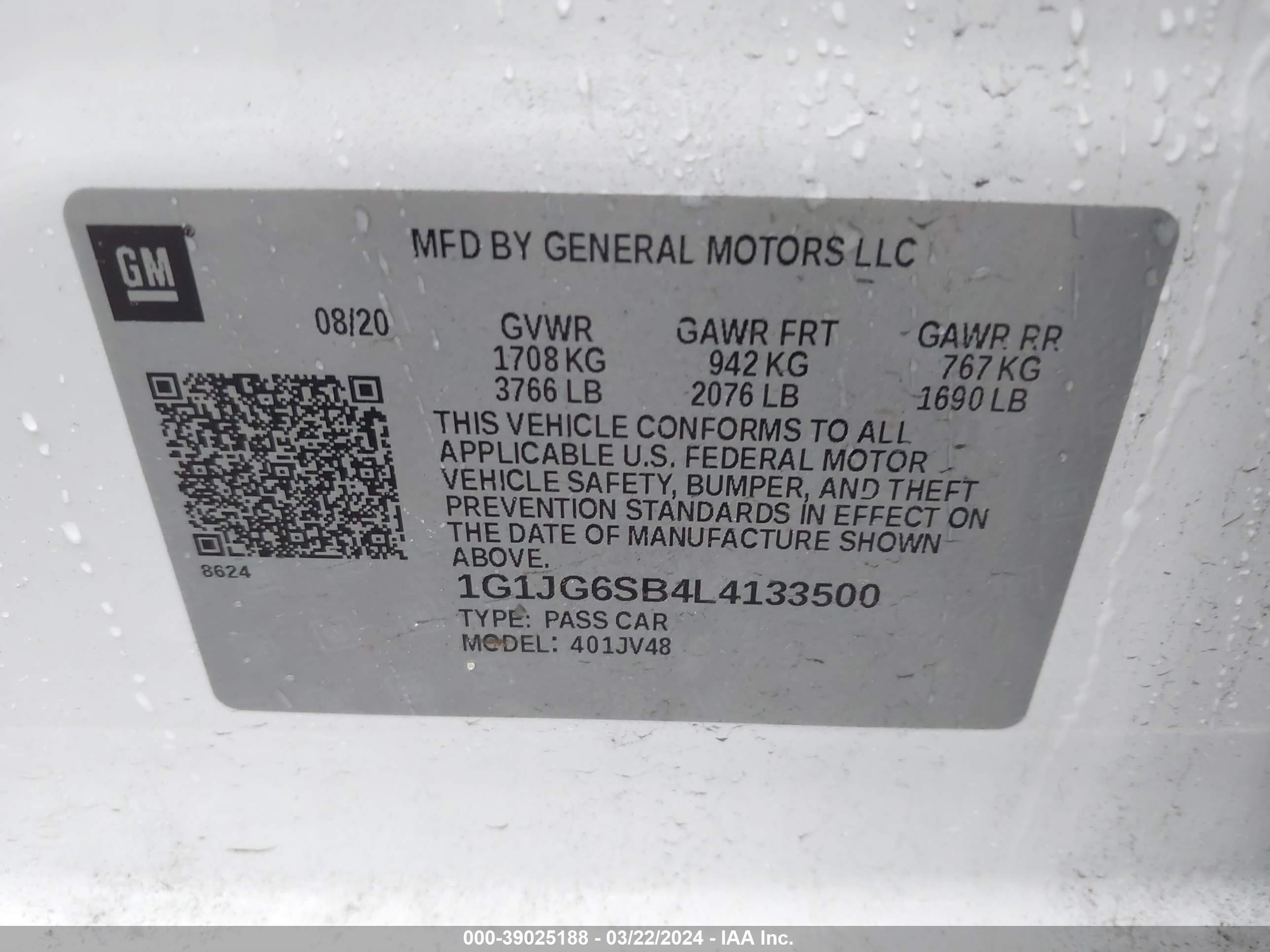 Photo 8 VIN: 1G1JG6SB4L4133500 - CHEVROLET SONIC 