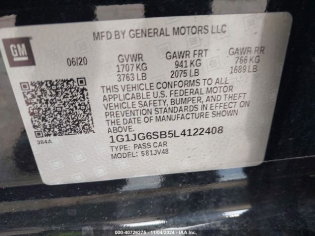 Photo 8 VIN: 1G1JG6SB5L4122408 - CHEVROLET SONIC 