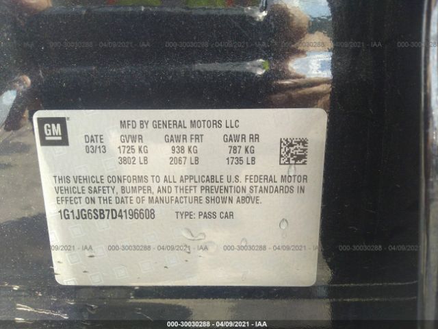 Photo 8 VIN: 1G1JG6SB7D4196608 - CHEVROLET SONIC 