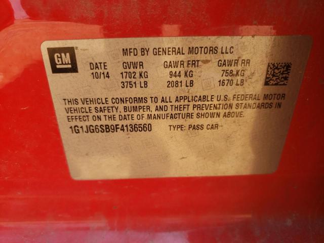 Photo 9 VIN: 1G1JG6SB9F4136560 - CHEVROLET SONIC RS 