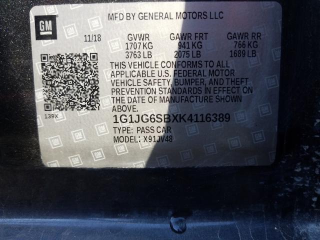 Photo 9 VIN: 1G1JG6SBXK4116389 - CHEVROLET SONIC 