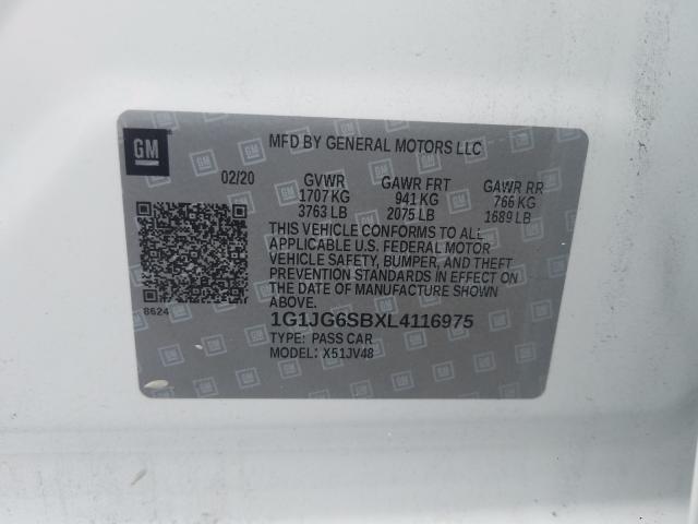 Photo 9 VIN: 1G1JG6SBXL4116975 - CHEVROLET SONIC 