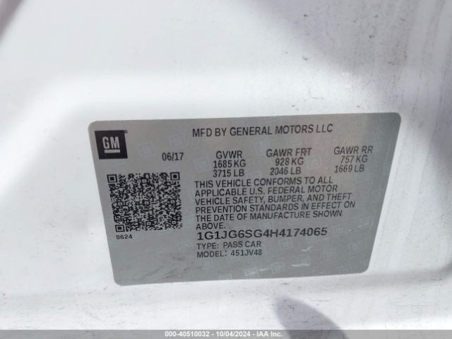 Photo 8 VIN: 1G1JG6SG4H4174065 - CHEVROLET SONIC 