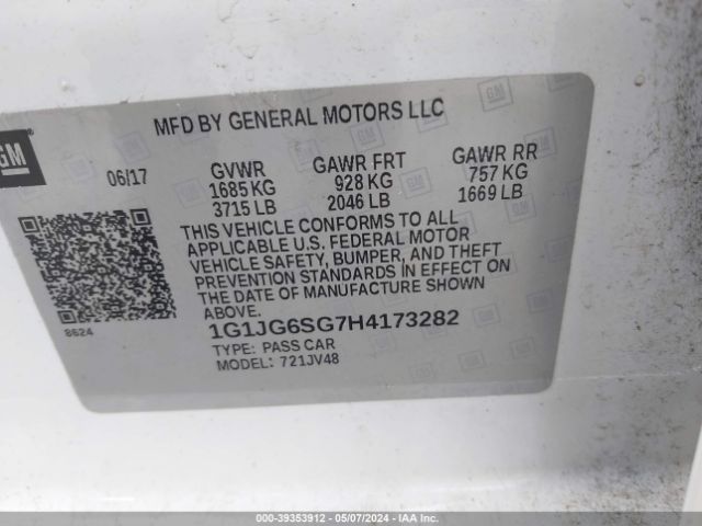 Photo 8 VIN: 1G1JG6SG7H4173282 - CHEVROLET SONIC 