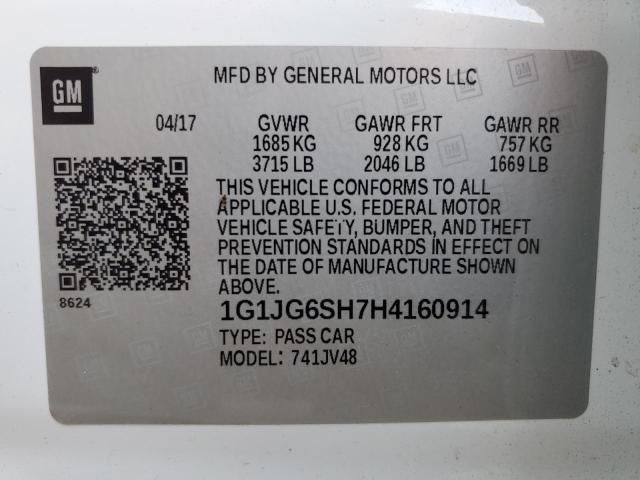 Photo 11 VIN: 1G1JG6SH7H4160914 - CHEVROLET SONIC 