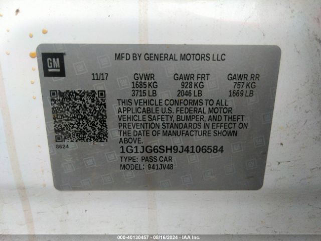 Photo 8 VIN: 1G1JG6SH9J4106584 - CHEVROLET SONIC 