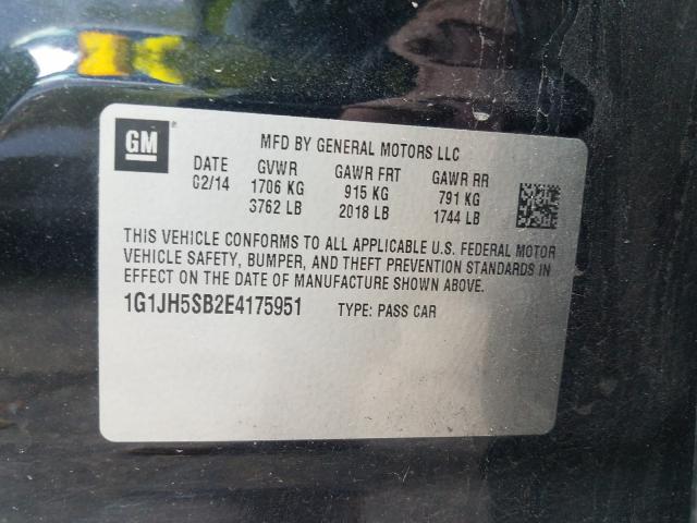 Photo 9 VIN: 1G1JH5SB2E4175951 - CHEVROLET SONIC RS 