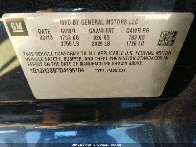 Photo 8 VIN: 1G1JH6SB7D4196184 - CHEVROLET SONIC 