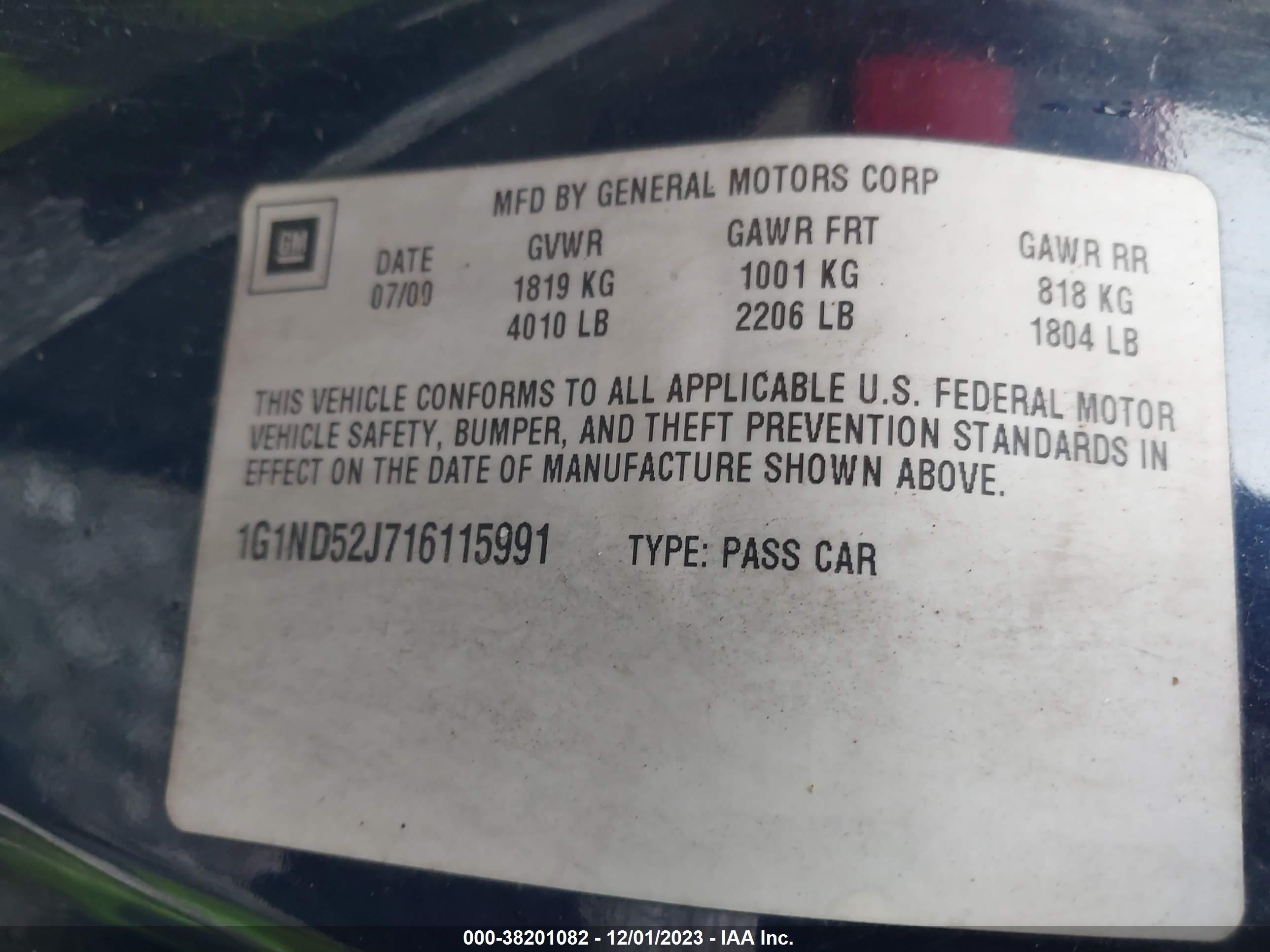 Photo 8 VIN: 1G1ND52J716115991 - CHEVROLET MALIBU 