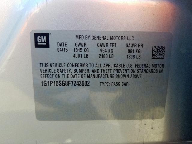 Photo 9 VIN: 1G1P15SG8F7243602 - CHEVROLET CRUZE L 