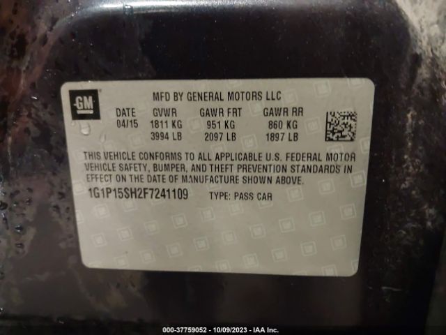 Photo 8 VIN: 1G1P15SH2F7241109 - CHEVROLET CRUZE 