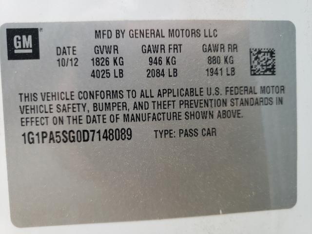 Photo 9 VIN: 1G1PA5SG0D7148089 - CHEVROLET CRUZE LS 