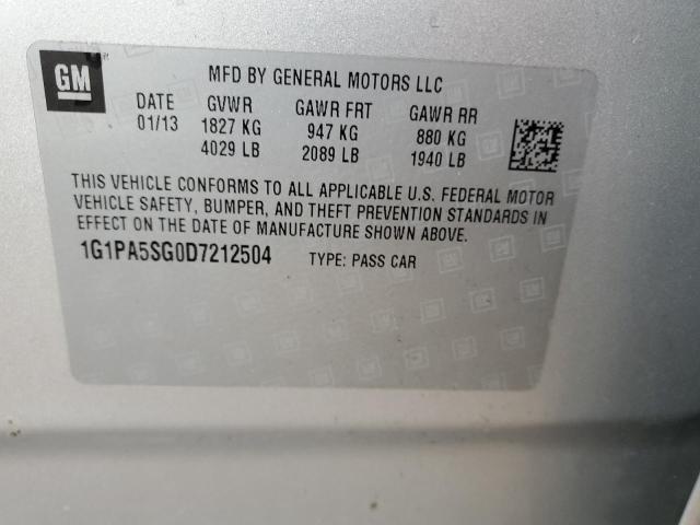 Photo 12 VIN: 1G1PA5SG0D7212504 - CHEVROLET CRUZE 