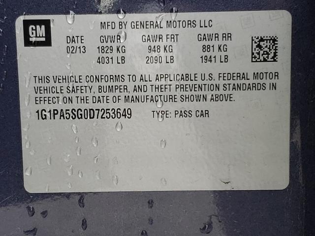 Photo 9 VIN: 1G1PA5SG0D7253649 - CHEVROLET CRUZE LS 