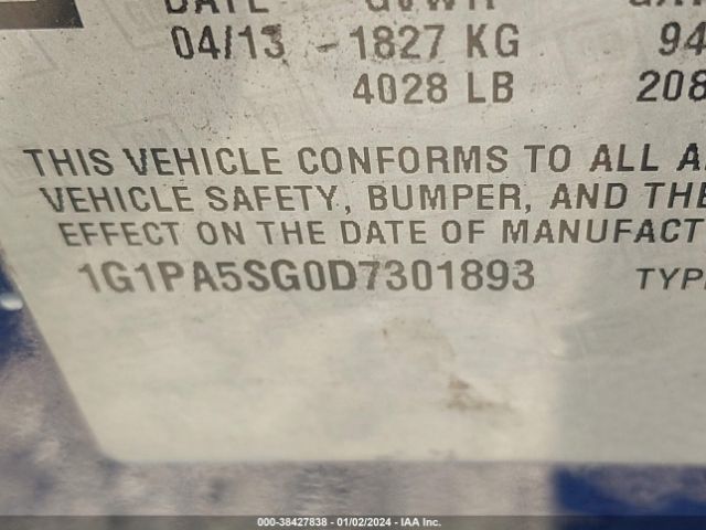 Photo 8 VIN: 1G1PA5SG0D7301893 - CHEVROLET CRUZE 