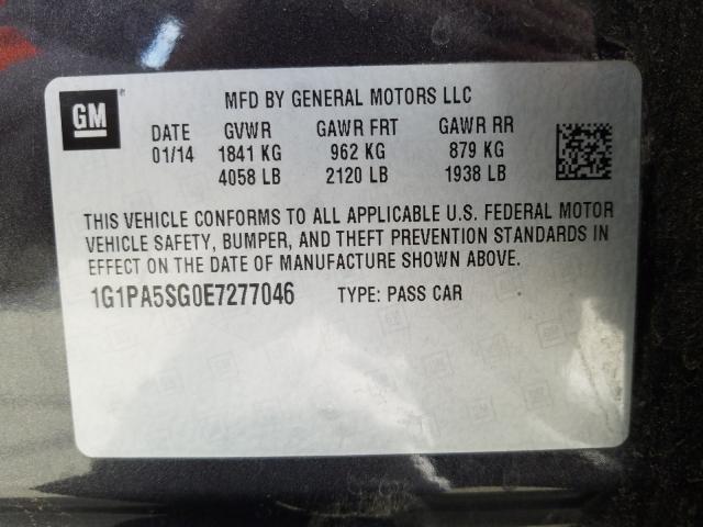 Photo 9 VIN: 1G1PA5SG0E7277046 - CHEVROLET CRUZE LS 