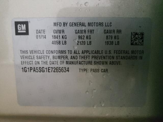 Photo 9 VIN: 1G1PA5SG1E7265634 - CHEVROLET CRUZE LS 