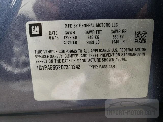 Photo 11 VIN: 1G1PA5SG2D7211242 - CHEVROLET CRUZE 