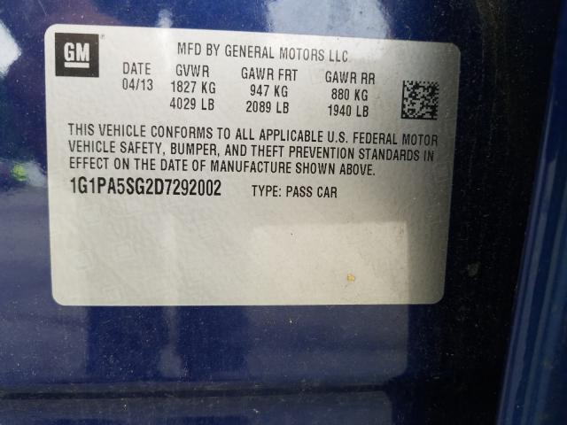 Photo 9 VIN: 1G1PA5SG2D7292002 - CHEVROLET CRUZE 