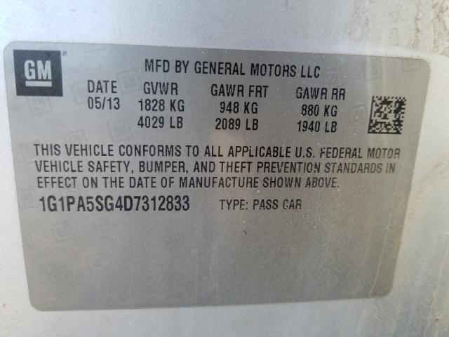 Photo 9 VIN: 1G1PA5SG4D7312833 - CHEVROLET CRUZE LS 