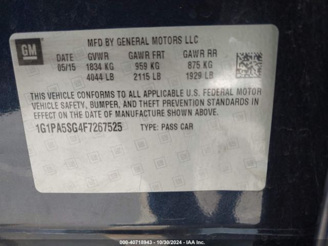 Photo 8 VIN: 1G1PA5SG4F7267525 - CHEVROLET CRUZE 