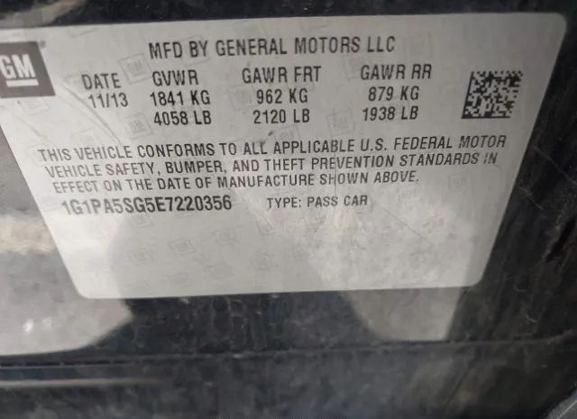 Photo 8 VIN: 1G1PA5SG5E7220356 - CHEVROLET CRUZE 