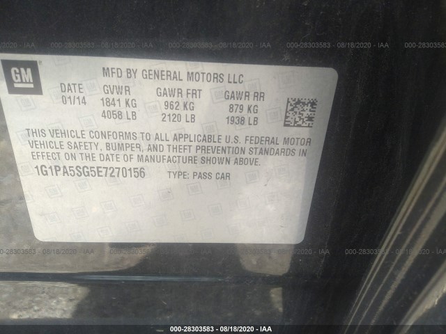 Photo 8 VIN: 1G1PA5SG5E7270156 - CHEVROLET CRUZE 