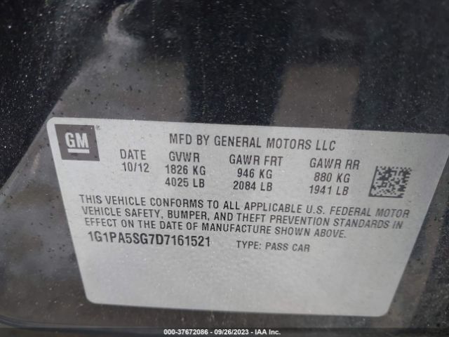 Photo 8 VIN: 1G1PA5SG7D7161521 - CHEVROLET CRUZE 