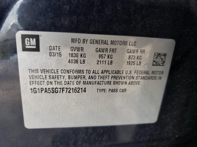 Photo 9 VIN: 1G1PA5SG7F7216214 - CHEVROLET CRUZE LS 