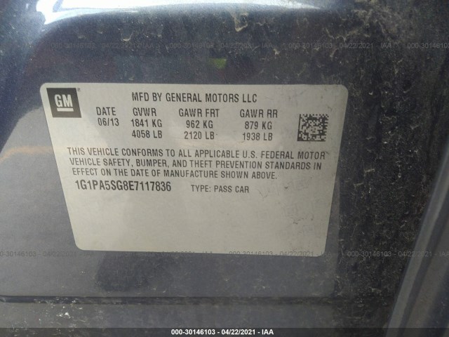 Photo 8 VIN: 1G1PA5SG8E7117836 - CHEVROLET CRUZE 