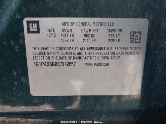 Photo 8 VIN: 1G1PA5SG8E7242657 - CHEVROLET CRUZE 