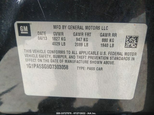 Photo 8 VIN: 1G1PA5SG9D7303058 - CHEVROLET CRUZE 