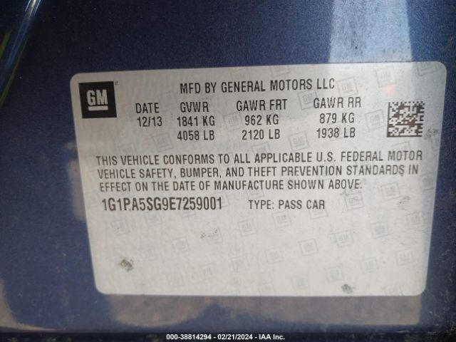 Photo 8 VIN: 1G1PA5SG9E7259001 - CHEVROLET CRUZE 