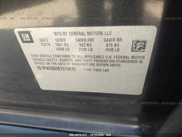 Photo 8 VIN: 1G1PA5SG9E7319679 - CHEVROLET CRUZE 