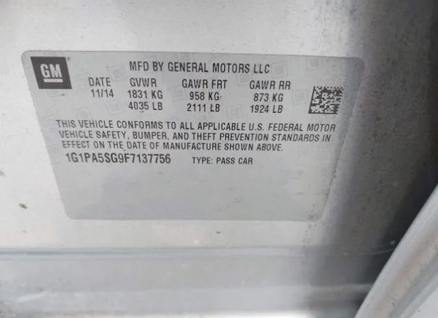 Photo 8 VIN: 1G1PA5SG9F7137756 - CHEVROLET CRUZE 