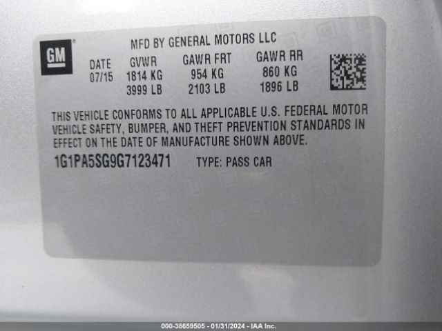 Photo 8 VIN: 1G1PA5SG9G7123471 - CHEVROLET CRUZE LIMITED 