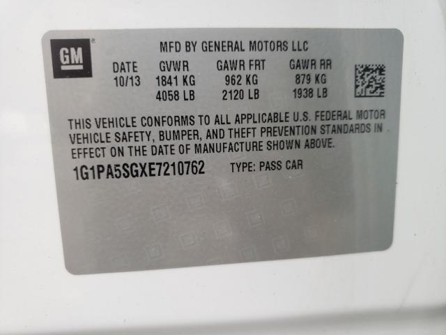 Photo 9 VIN: 1G1PA5SGXE7210762 - CHEVROLET CRUZE LS 