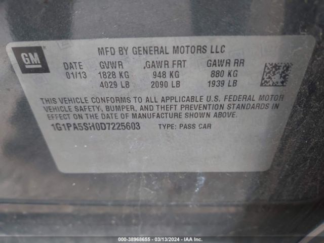 Photo 8 VIN: 1G1PA5SH0D7225603 - CHEVROLET CRUZE 