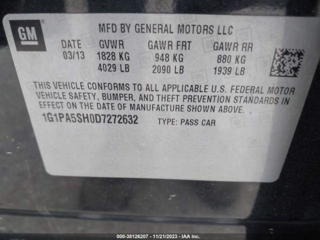 Photo 8 VIN: 1G1PA5SH0D7272632 - CHEVROLET CRUZE 