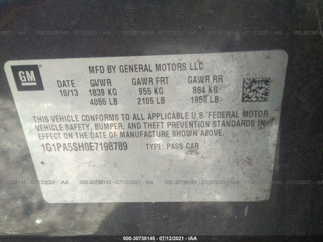 Photo 8 VIN: 1G1PA5SH0E7198789 - CHEVROLET CRUZE 