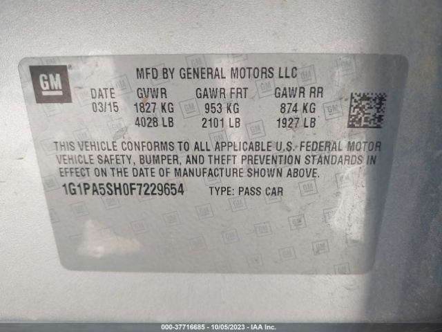 Photo 8 VIN: 1G1PA5SH0F7229654 - CHEVROLET CRUZE 