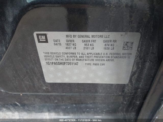 Photo 8 VIN: 1G1PA5SH0F7261147 - CHEVROLET CRUZE 