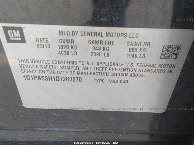 Photo 8 VIN: 1G1PA5SH1D7260070 - CHEVROLET CRUZE 